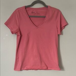 Pact Women's Coral Short Sleeve V-Neck Tee